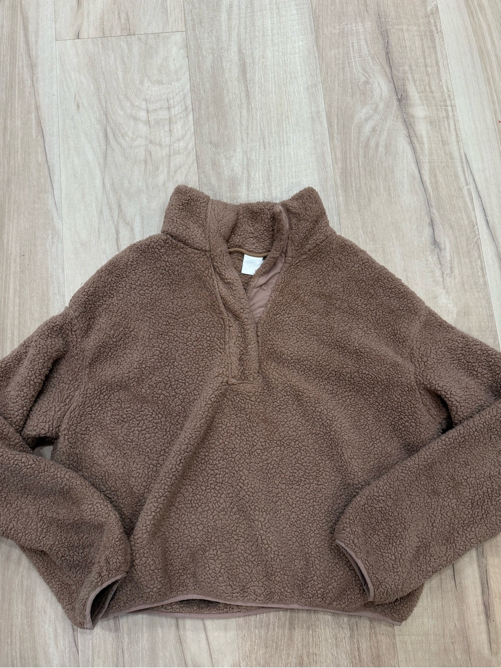 H&M Cozy Brown Sherpa Quarter-Zip Pullover Sweater S/M